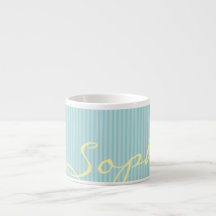 Mint Green & Blue Name Mug – Solid Thin Stripes