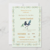 Mint Green Botanical Dove Square Bridal Shower Inv 招待状 (正面)