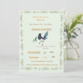 Mint Green Botanical Dove Square Bridal Shower Inv 招待状 (スタンド正面)