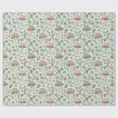 Mint Green Botanical Fungi Seamless Pattern ラッピングペーパー (フラット)