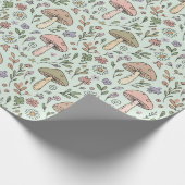Mint Green Botanical Fungi Seamless Pattern ラッピングペーパー (角)