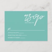 Mint Green, Brown Leaves Wedding RSVP Card アドバイスカード (正面)