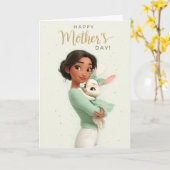 Mint Green Bunny Mother’s Day Card カード (黄色い花)