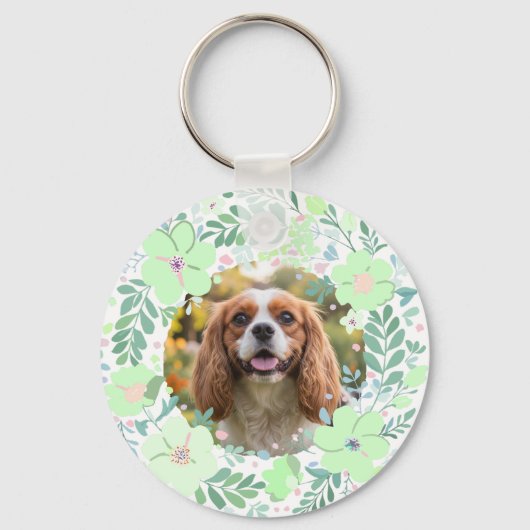 Mint Green Cavalier King Charles Spaniel Custom キーホルダー (裏面)
