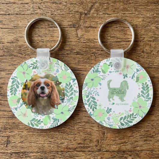 Mint Green Cavalier King Charles Spaniel Custom キーホルダー
