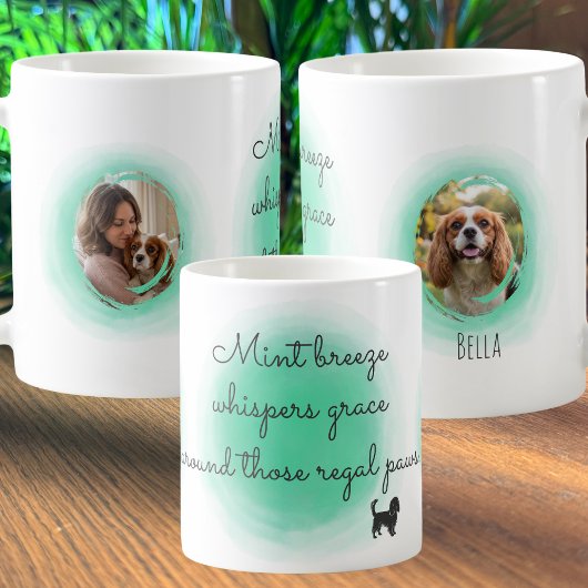 Mint Green Cavalier King Custom Photo コーヒーマグカップ