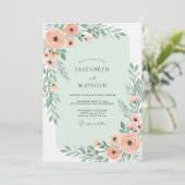 Mint Green Charming Botanical Wedding 招待状 (スタンド正面)