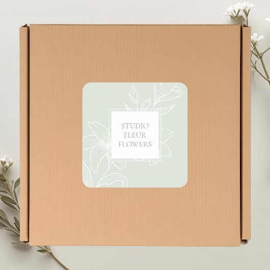 Mint Green | Chic Floral Label スクエアシール