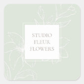 Mint Green | Chic Floral Label スクエアシール (正面)