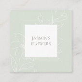 Mint Green | Chic Floral Label スクエア名刺 (正面)