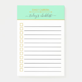 Mint Green Do List(緑の金ゴールドをパーソナライズされたリストに表示) ポストイット