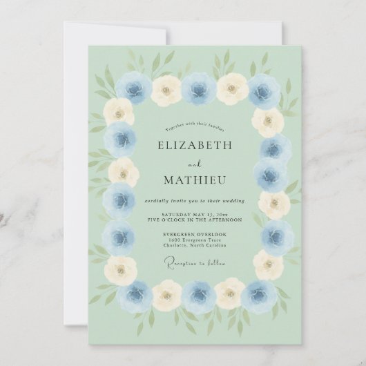 Mint Green Dreamy Spring Wedding 招待状 (正面)