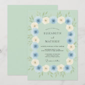 Mint Green Dreamy Spring Wedding 招待状 (正面/裏面)