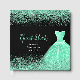 Mint Green Dress Faux Glitter Quinceanera ゲストブック