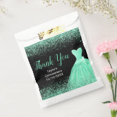 Mint Green Dress Faux Glitter Quinceanera フェイバーバッグ (封をした状態)