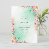 Mint Green Ethereal Watercolor Wedding 招待状 (スタンド正面)