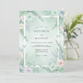 Mint Green Ethereal Winter Wedding 招待状 (スタンド正面)