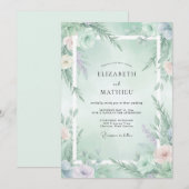 Mint Green Ethereal Winter Wedding 招待状 (正面/裏面)