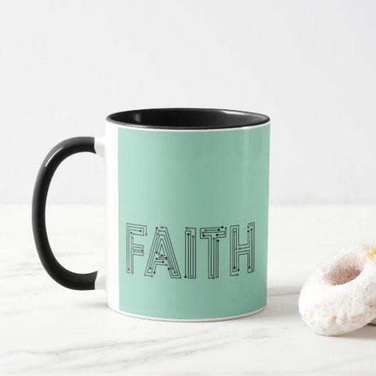 Mint green faith typography coffee mug マグカップ (ドーナツ)