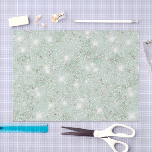Mint Green Faux Glitter Birthday 薄葉紙 (クラフト)