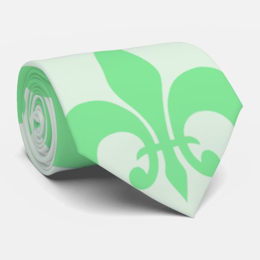 Mint Green Fleur de lis ネクタイ (ロール)