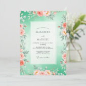 Mint Green Floral Bloom Wedding 招待状 (スタンド正面)