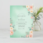 Mint Green Floral Blossom Wedding 招待状 (スタンド正面)
