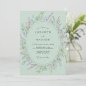 Mint Green Floral Botanical Wedding 招待状 (スタンド正面)