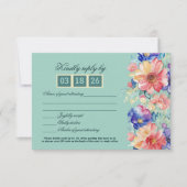 Mint Green Floral Modern Wedding 出欠カード (正面)