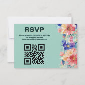 Mint Green Floral Modern Wedding 出欠カード (裏面)