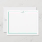 Mint Green Floral Monogram Note Cards ノートカード (正面)