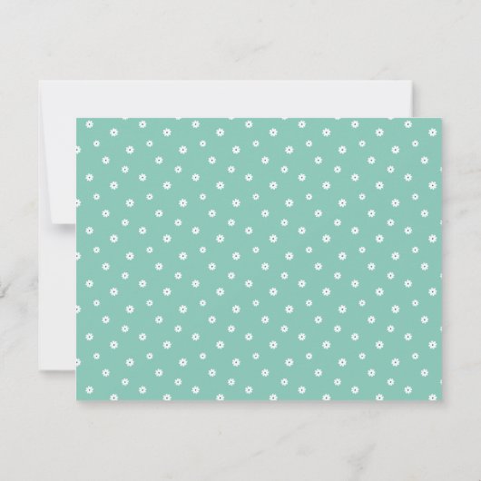 Mint Green Floral Monogram Note Cards ノートカード (裏面)