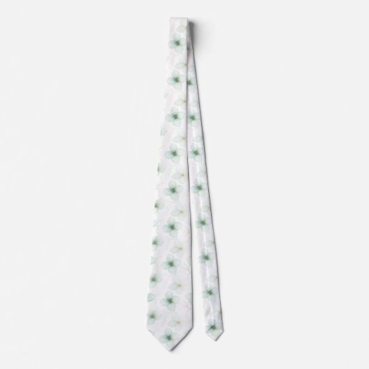 Mint Green Floral Pattern on White Background ネクタイ (正面)