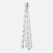 Mint Green Floral Pattern on White Background ネクタイ (裏面)