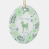 Mint Green Floral Shiba Inu Custom Photo Memorial セラミックオーナメント (右)