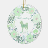 Mint Green Floral Shiba Inu Custom Photo Memorial セラミックオーナメント (左)