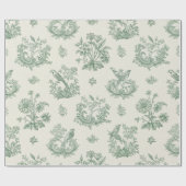 Mint Green French Country Birds and Floral Toile 4 ラッピングペーパー (フラット)