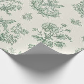 Mint Green French Country Birds and Floral Toile 4 ラッピングペーパー (角)