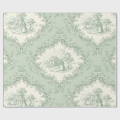 Mint Green French Country Floral Toile - Farmhouse ラッピングペーパー (フラット)