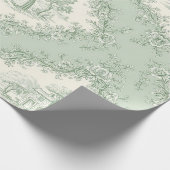 Mint Green French Country Floral Toile - Farmhouse ラッピングペーパー (角)