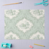 Mint Green French Country Floral Toile - Farmhouse 薄葉紙 (クラフト)