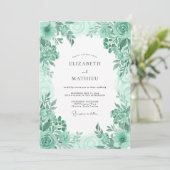 Mint Green Fresh Botanical Wedding 招待状 (スタンド正面)
