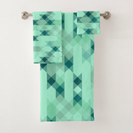 mint green geometric バスタオルセット