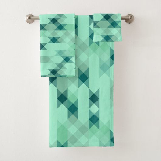 mint green geometric バスタオルセット (インサイチュ)