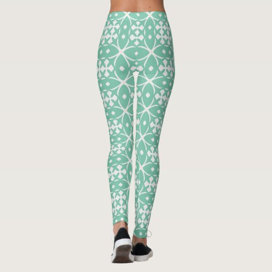 Mint Green Geometric Floral Leggings レギンス (裏面)