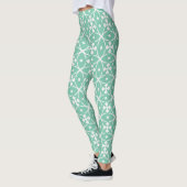 Mint Green Geometric Floral Leggings レギンス (左)