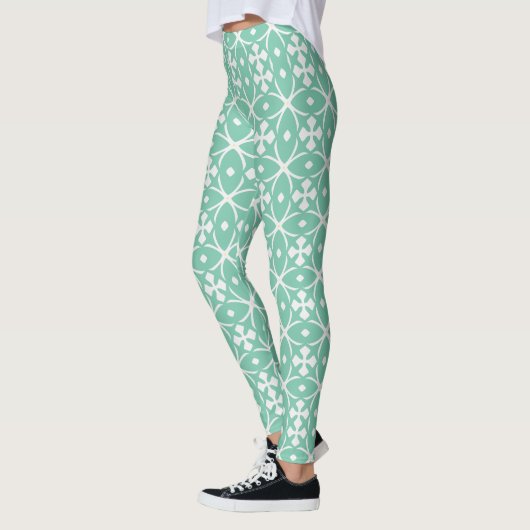 Mint Green Geometric Floral Leggings レギンス (左)