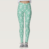 Mint Green Geometric Floral Leggings レギンス (正面)