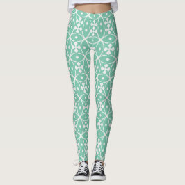 Mint Green Geometric Floral Leggings レギンス