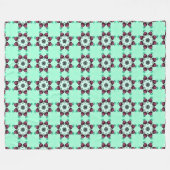 Mint green geometric mandala pattern  フリースブランケット (正面(横))
